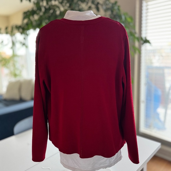 Cleo Petites Red Open-Front Cardigan L, easy professional polished office wear - Picture 2 of 6